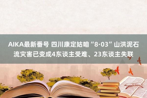 AIKA最新番号 四川康定姑咱“8·03”山洪泥石流灾害已变成4东谈主受难、23东谈主失联