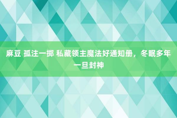 麻豆 孤注一掷 私藏领主魔法好通知册，冬眠多年一旦封神