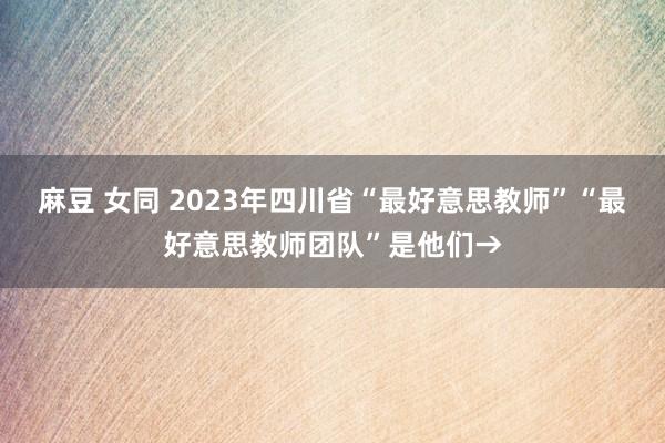 麻豆 女同 2023年四川省“最好意思教师”“最好意思教师团队”是他们→